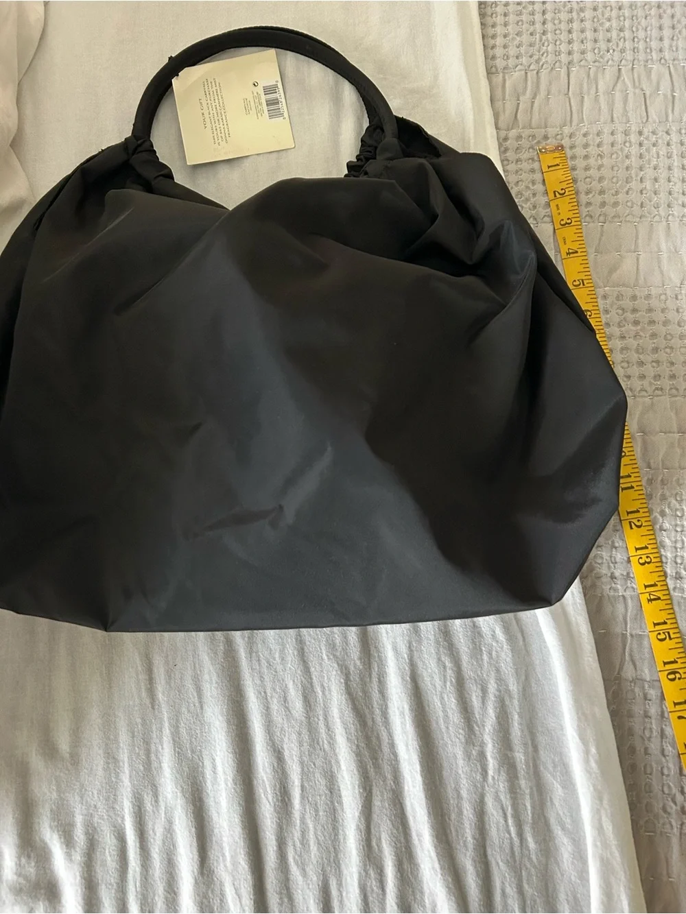 DKNY Black Gathered-Top Nylon Tote with Double Handles